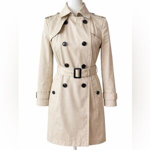 Banana Republic Trench Coat Classic Limonta Beige Women XS Petite Khaki